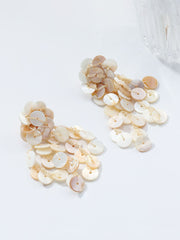 Long Handmade Round Shell Tassel Earrings