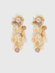 Long Handmade Round Shell Tassel Earrings