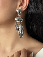 Long Alloy Geometric Drop Earrings
