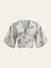 Boho Print Ruched Crop Top