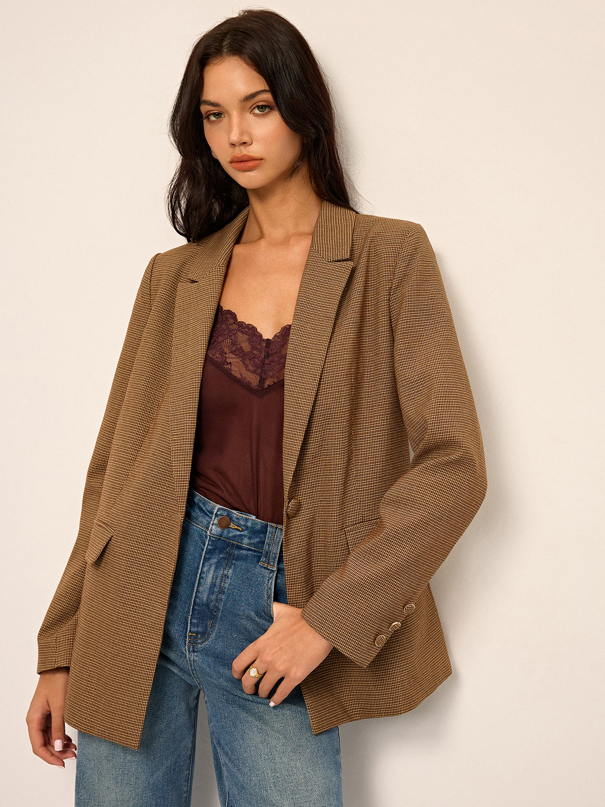 Houndstooth Oversized Blazer