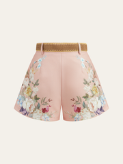 Floral Printed Belted Mid-Waist Shorts