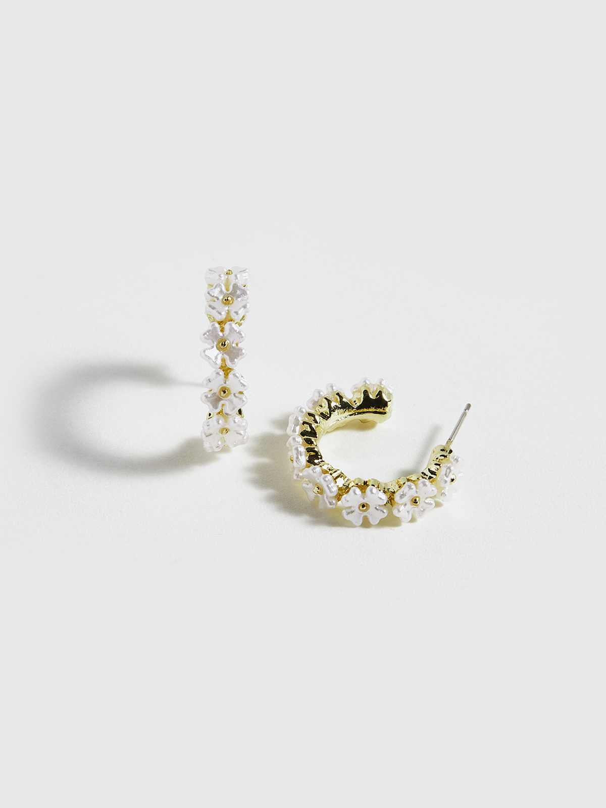 Shell Flower Hoop Earrings
