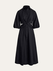 Twist Cut-Out Button Shirt Dress