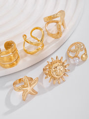 Gold-Tone Irregular Sea-Inspired Ring Set