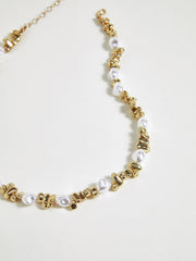 Pearl & Gold Beaded Choker Necklace