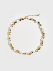 Pearl & Gold Beaded Choker Necklace