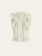 Metal Button Striped Knit Vest