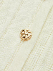 Metal Button Striped Knit Vest