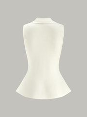 Metal Button Knit Peplum Top
