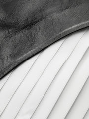 Color-Block Pleated-Panel PU Leather Mini Skirt