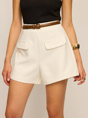 Mid-Waisted Decor Pocket Shorts Without Belt
