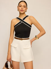 Mid-Waisted Decor Pocket Shorts Without Belt