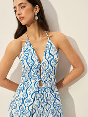 Floral Print Tie-Front Halter Shorts Set