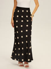 Satin Polka Dot Maxi Skirt