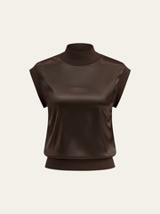 Mock Neck Cap Sleeve Top