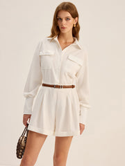 Shirt Style Jumpsuit Without Belt