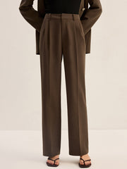 High-Waisted Pleated Pants