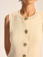 Crochet Trim Knit Vest