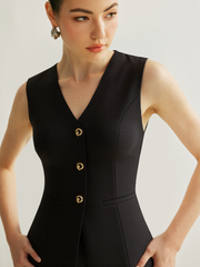 Metal Detail V-Neck Vest