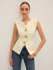Metal Detail Sleeveless Vest