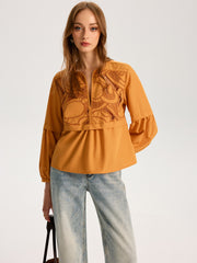 Cut-Out Embroidered Top