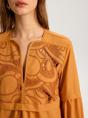 Cut-Out Embroidered Top
