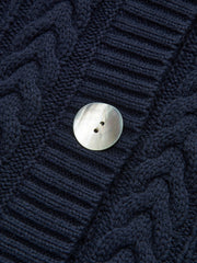 Cable-Knit Button V-Neck Vest
