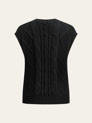 Cable-Knit Bow Cap Sleeve Vest
