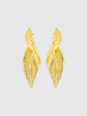 Golden Leaf-Shaped Drop Earrings