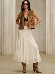 Semi-Sheer Chiffon Mid-Waist Maxi Skirt