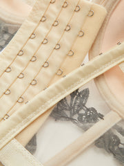 Semi-Sheer Floral Embroidery Mesh Corset Top