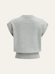 Flower Applique Cap Sleeve Knit Top