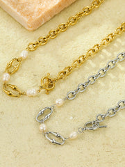 Golden Chain Pearl Necklace