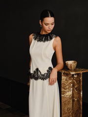 Lace Trim Top and Maxi Skirt Set