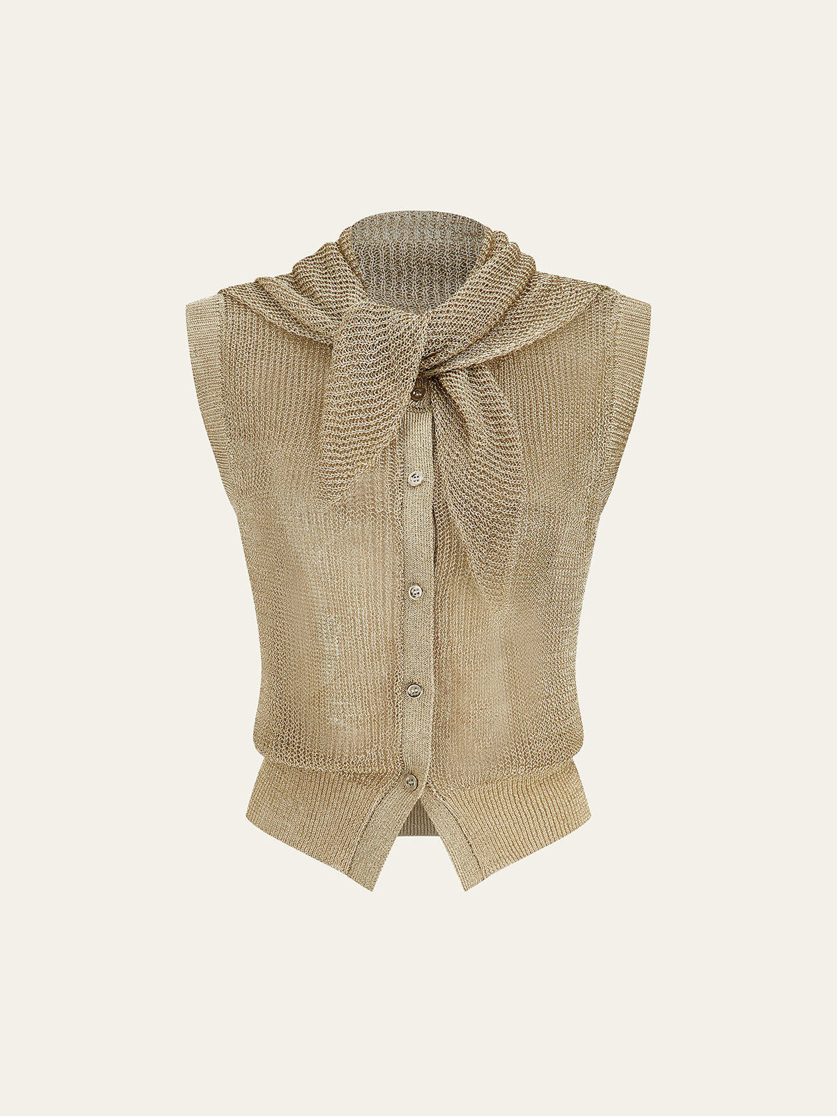 Knit Sleeveless Vest with Scarf