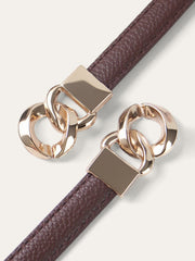 Twisted Buckle PU Leather Thin Belt