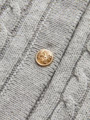 Metal Button Denim Collar Cable-Knit Top