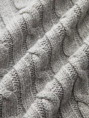 Metal Button Denim Collar Cable-Knit Top