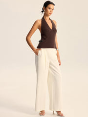 Halter Neck Backless Knit Top