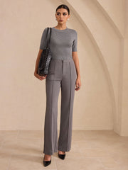 Mid-Waist Flared Pants
