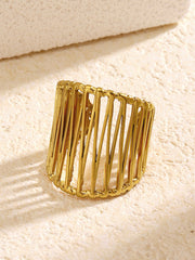 Golden Geometric Cut-Out Ring