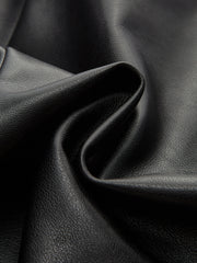 Asymmetric PU Leather Panel Blouse