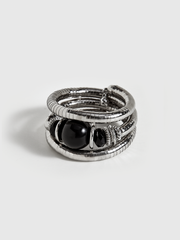 Black Agate Elastic Multi-Layered Bracelet