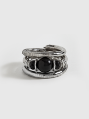 Black Agate Elastic Multi-Layered Bracelet