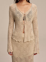 Tencel Flared Sleeve Knit Skirt Set