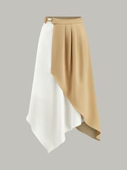 Two-Tone Asymmetric Midi Skirt