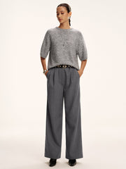 Cotton-Blend Pleated Pants without Belt