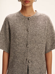 Wool-Blend Short-Sleeved Cardigan