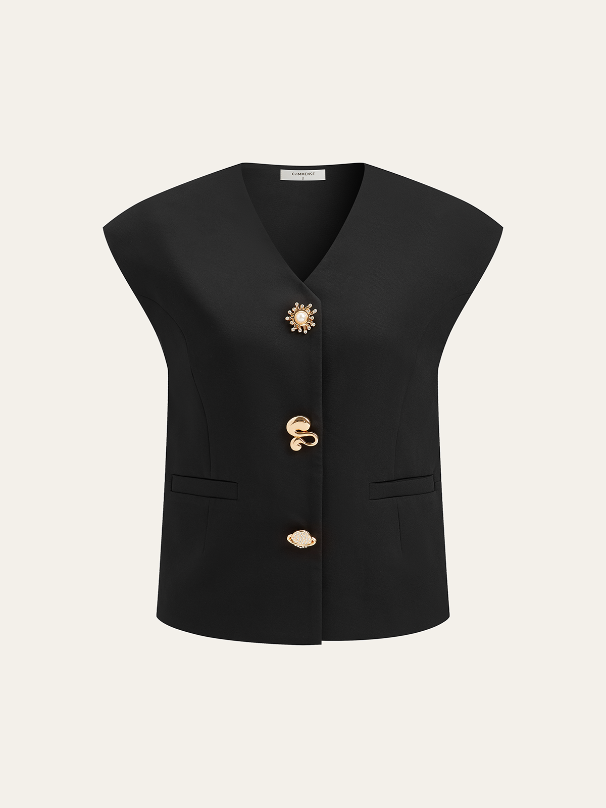 Metal Detail Cap Sleeve Vest